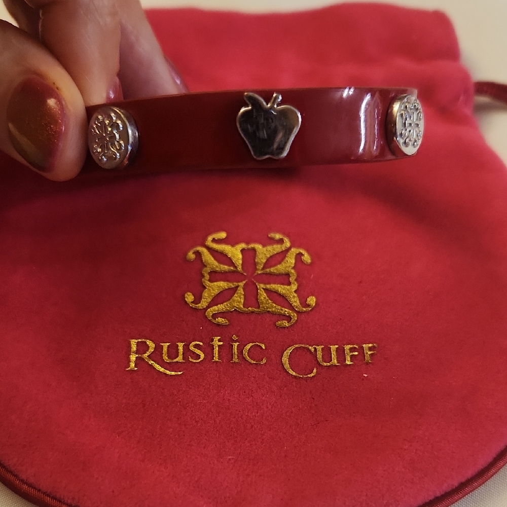 Rustic Cuff Red Bracelet With Silver Details - image 1